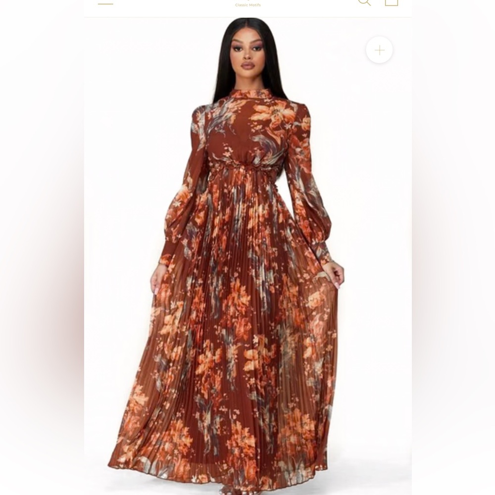 L'ATISTE Autumn Floral Long Sleeve Maxi Dress